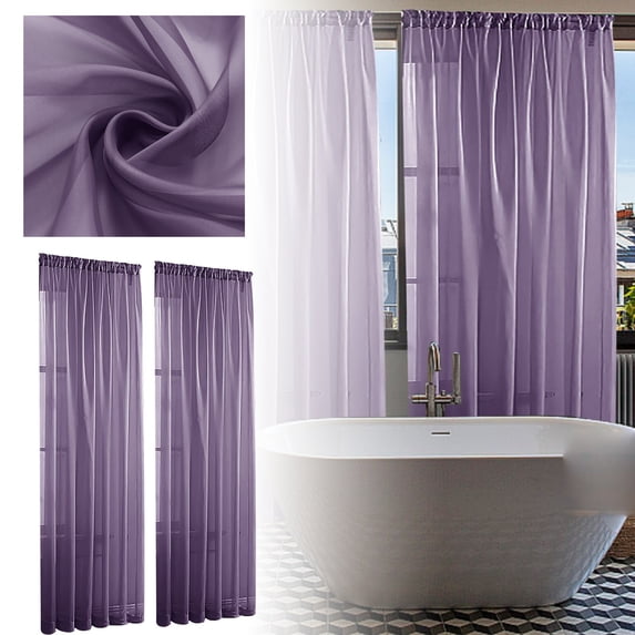 Deep Purple Solid Color Semi Sheer Curtain (Single Panel) – Rod Pocket Sheer Window Curtain for Living Room/Bedroom, Light Filtering & Privacy Protection