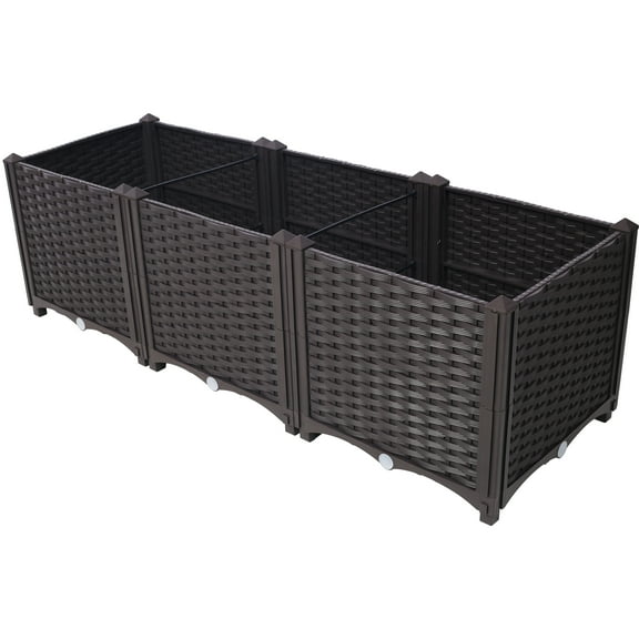 Deep Raised Garden Bed Plastic Planter Boxes for Vegetables Flowers Herbs and Succulents,Self-Watering Planter Box Raised Bed to Grow Flowers, Herbs & Vegetables