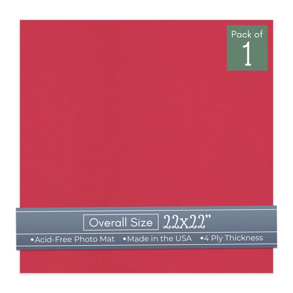 Deep Red 22x22 Uncut Art Mat Board - No Opening - 1 Mat