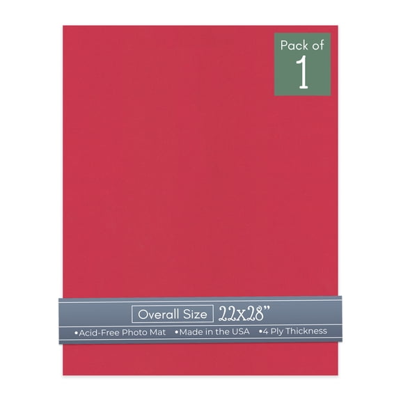 Deep Red 22x28 Uncut Art Mat Board - No Opening - 1 Mat