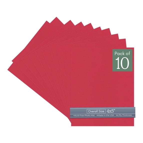 Deep Red 4x5 Inch Uncut Art Mat Board - No Opening - 10 Mats