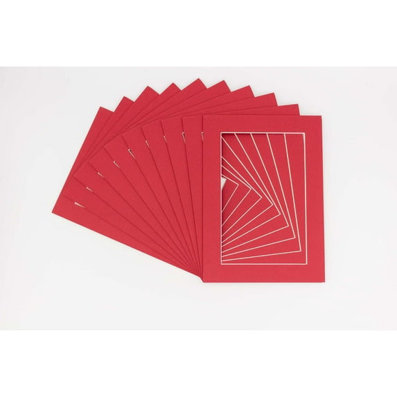 Deep Red Acid Free 13x19 Picture Frame Mats with White Core Bevel Cut for 11x14 Pictures - Fits