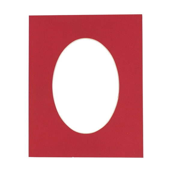 Deep Red Acid Free 6x7.5 Oval Picture Frame Mat with White Core Bevel Cut for 3x5 Pictures - Fits