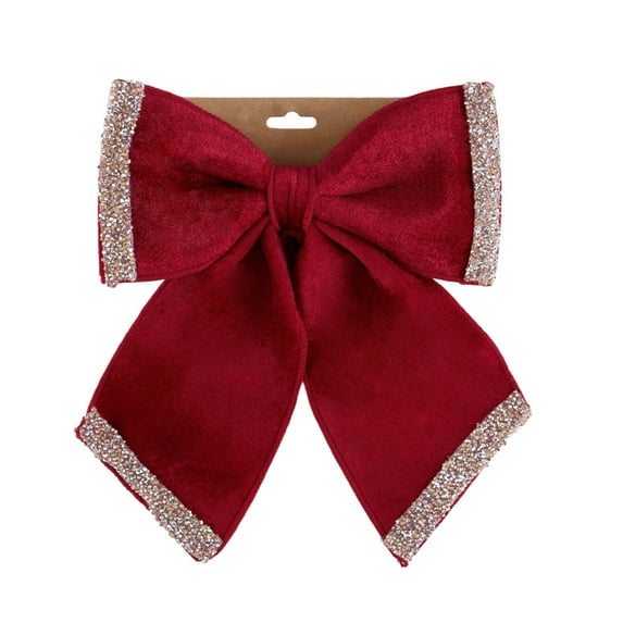 Deep Red Christmas Bows - Bows with Shining Edge for Christmas Tree, Twist-Tie Bows, Christmas Decorations for Tree, Garland, Christmas Tree Ornaments