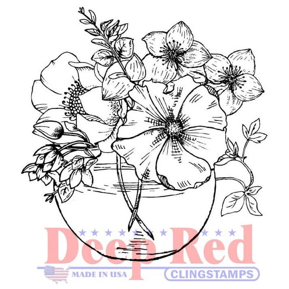 Deep Red Cling Stamp 2.1"X2.1"-Flower Bowl