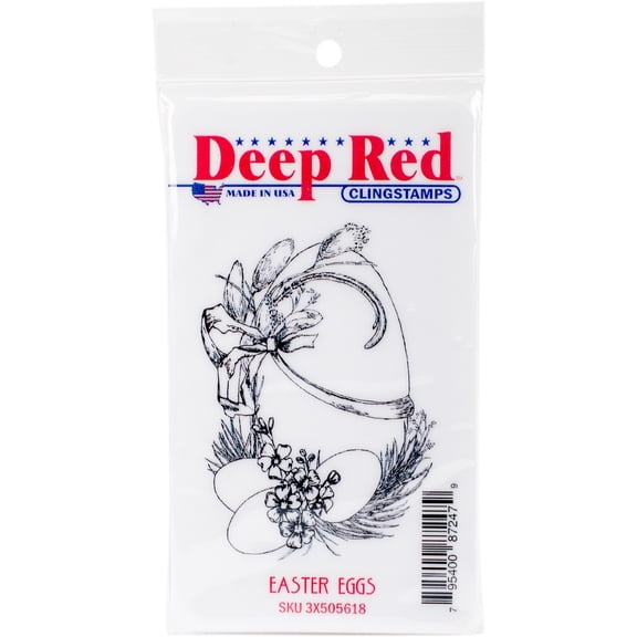 Deep Red Cling Stamp 2.1"X3"-Easter Eggs