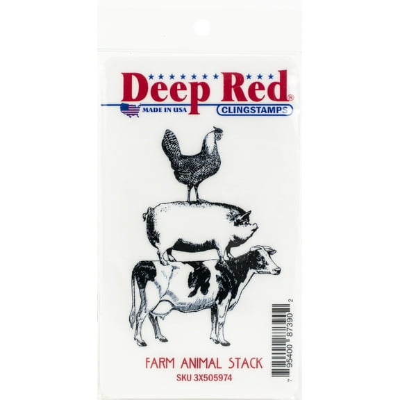 Deep Red Cling Stamp 2.2"X3.1"-Farm Animal Stack