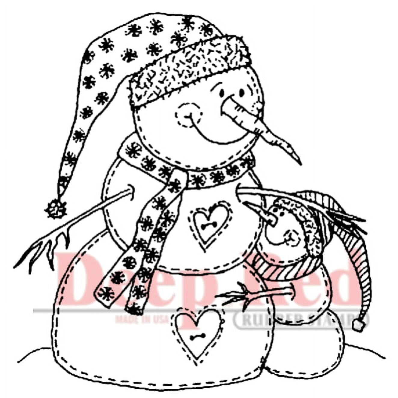 Deep Red Cling Stamp 2.25"X2.25"-Snowman Hugs, Pk 3, Deep Red Stamps