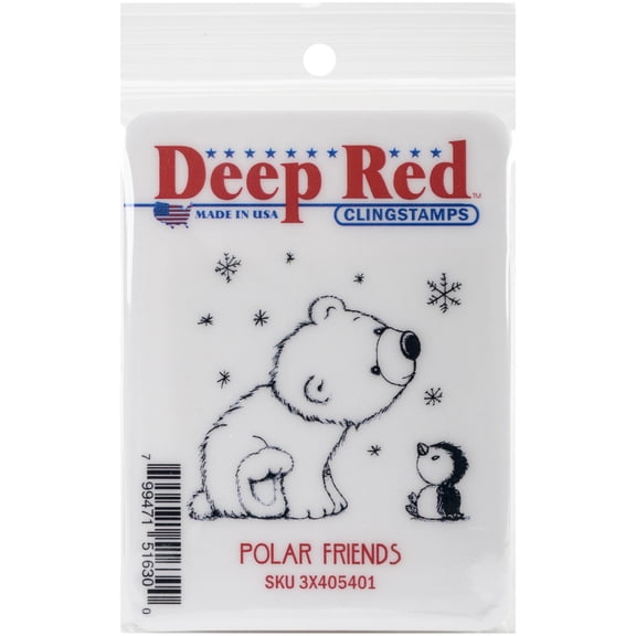 Deep Red Cling Stamp 2"X2"-Polar Friends, Pk 3, Deep Red Stamps