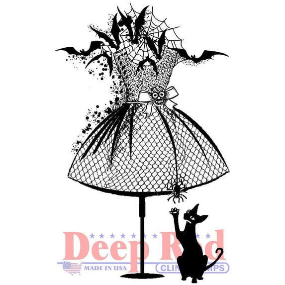 Deep Red Cling Stamp 2"X3.1"-Halloween Dress Form