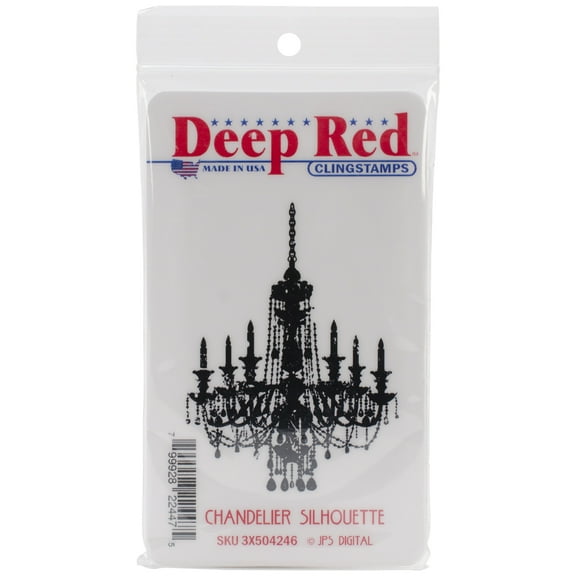 Deep Red Cling Stamp 2"X3"-Chandelier Silhouette, Pk 3, Deep Red Stamps