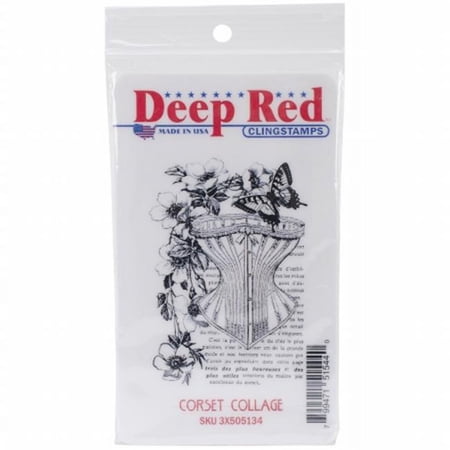 Deep Red Cling Stamp 2"X3"-Corset Collage, Pk 3, Deep Red Stamps