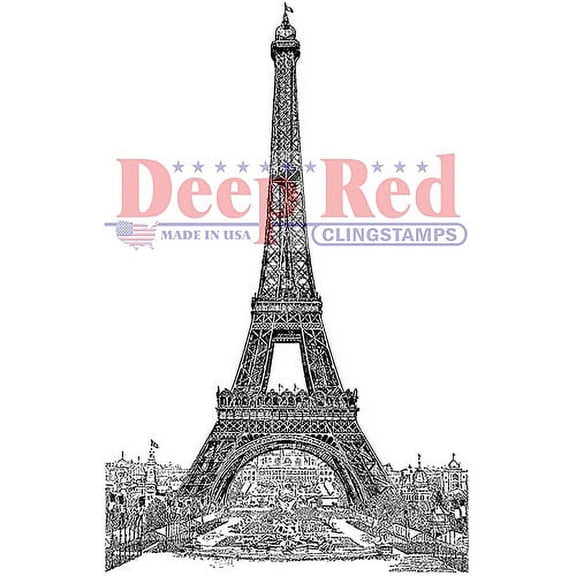 Deep Red Cling Stamp, 2" x 3", Vintage Paris Eiffel Tower