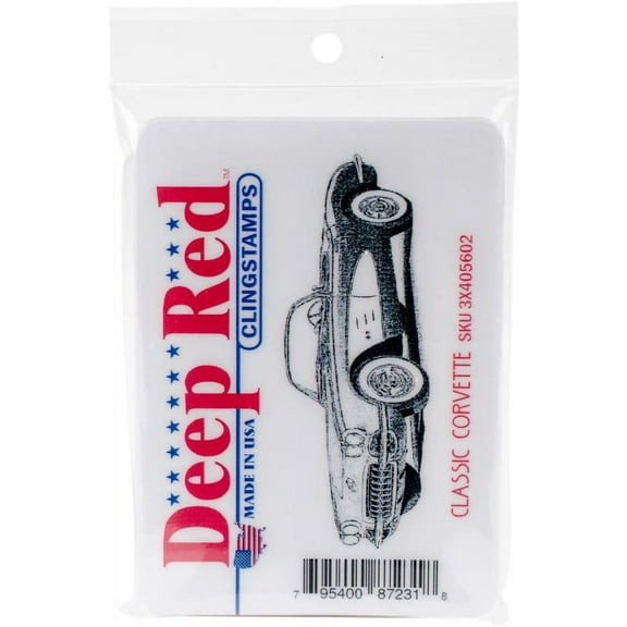 Deep Red Cling Stamp 3.2"X1.25"-Classic Corvette