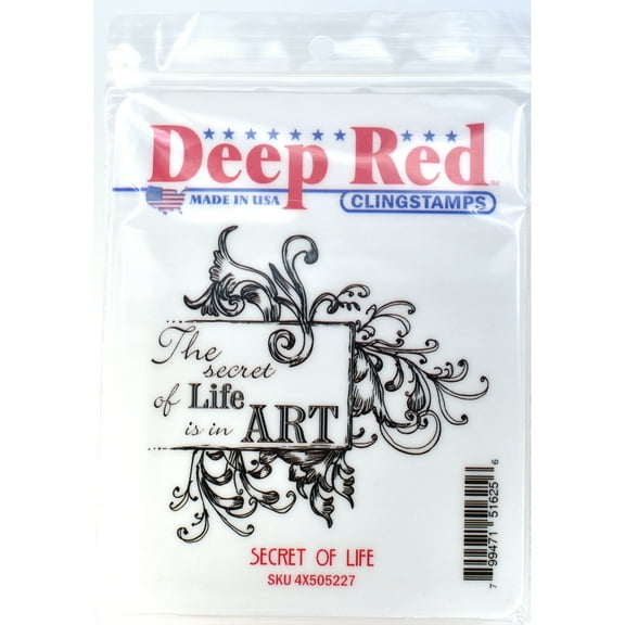 Deep Red Cling Stamp 3"X3"-Secret Of Life, Pk 2, Deep Red Stamps