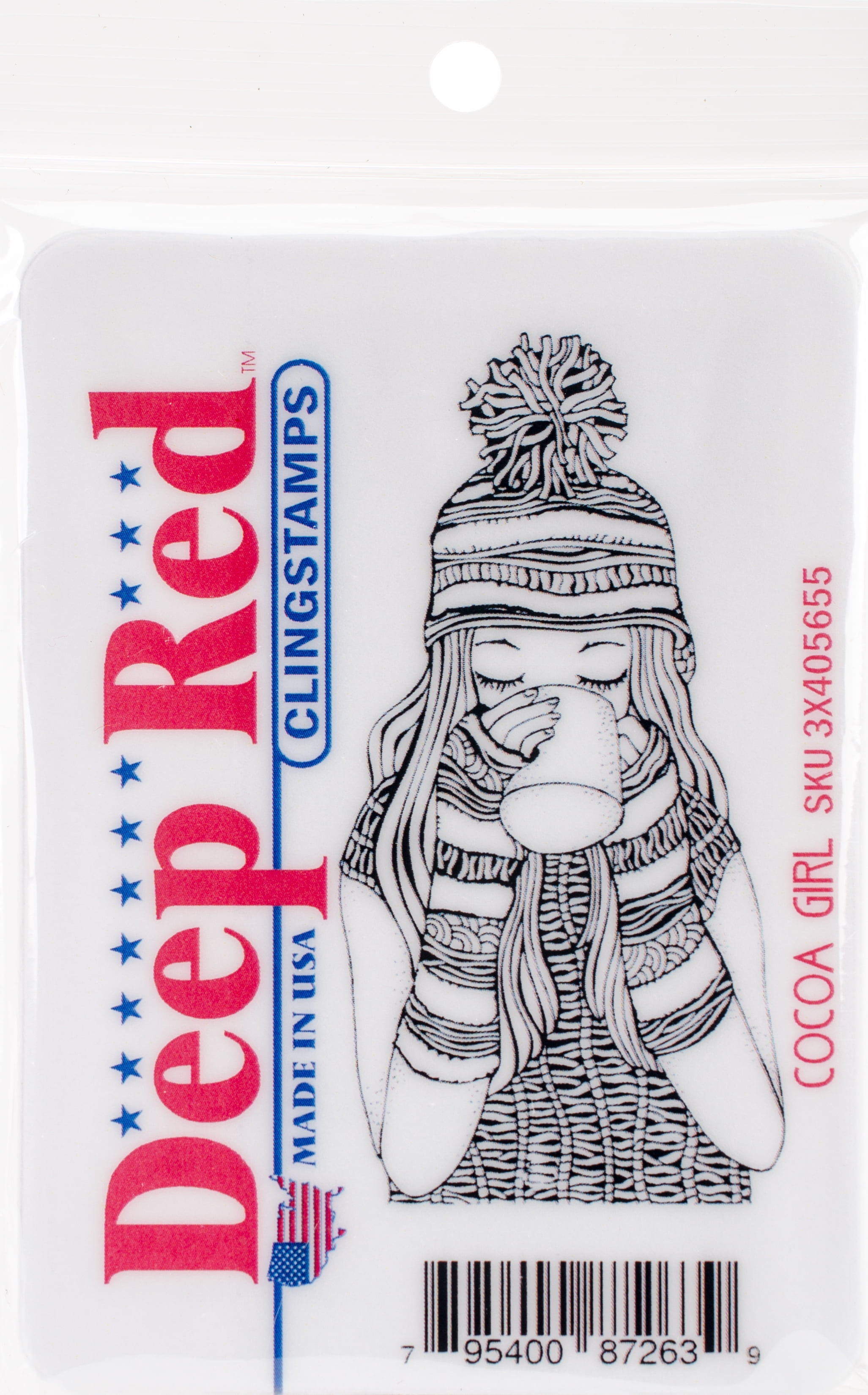 Deep Red Cling Stamp 3"X4"-Cocoa Girl