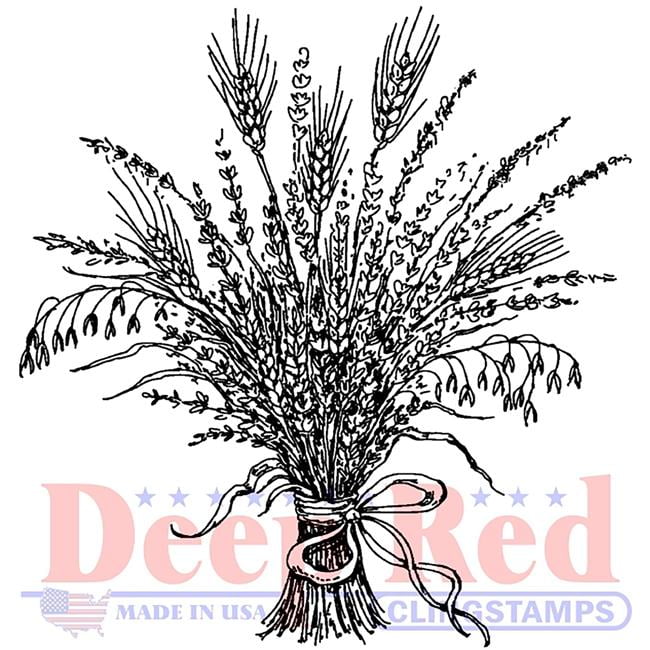 Deep Red Cling Stamp 3"X4"-Wheat Grass