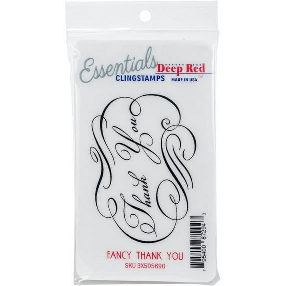 Deep Red Cling Stamp 3"X5"-Fancy Thank You