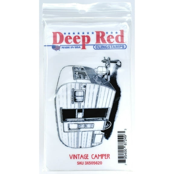 Deep Red Cling Stamp 3"x2.2"-vintage Camper