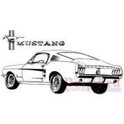 Deep Red Cling Stamp 4"X5"-Mustang Fastback