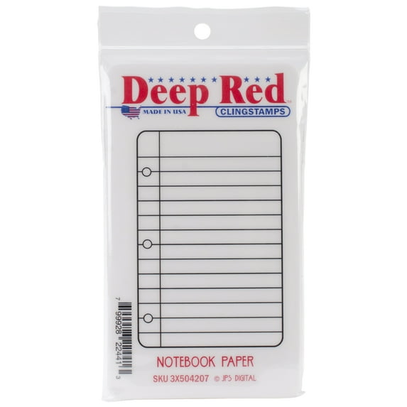 Deep Red Cling Stamp-Notebook Paper Multi-Colored
