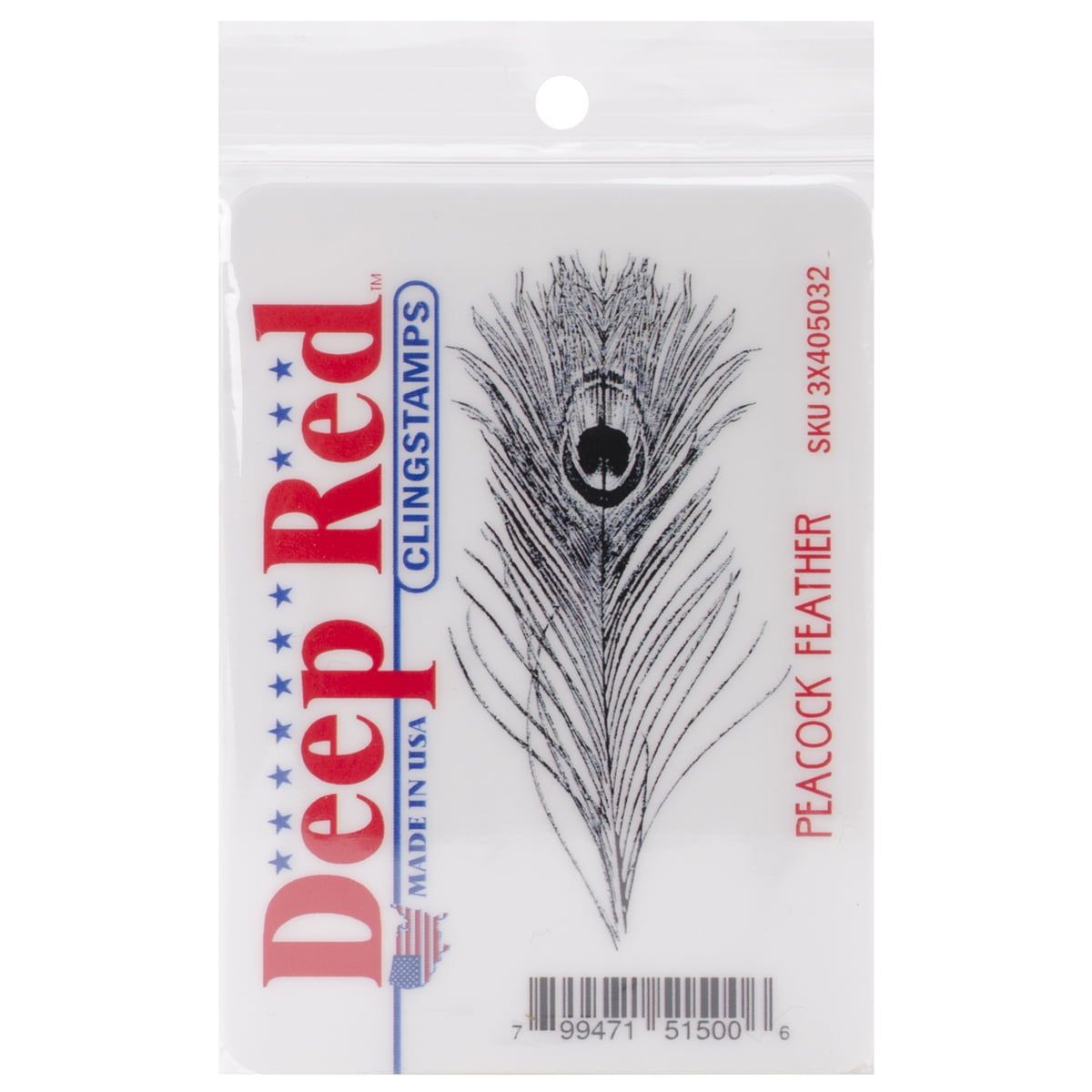 Deep Red Cling Stamp, Peacock Feather