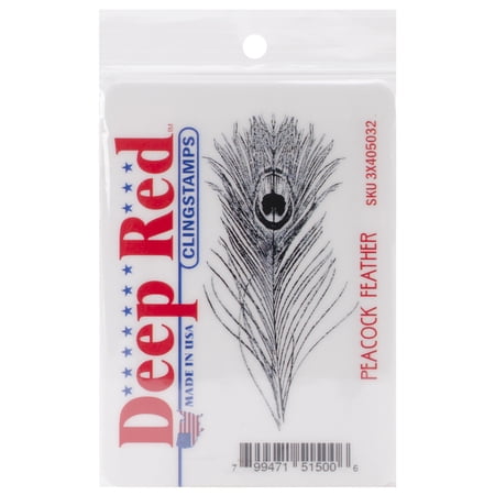 Deep Red Cling Stamp 1.5"x3"-peacock Feather