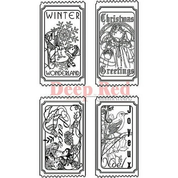 Deep Red Cling Stamp Set 2"x4"-vintage H