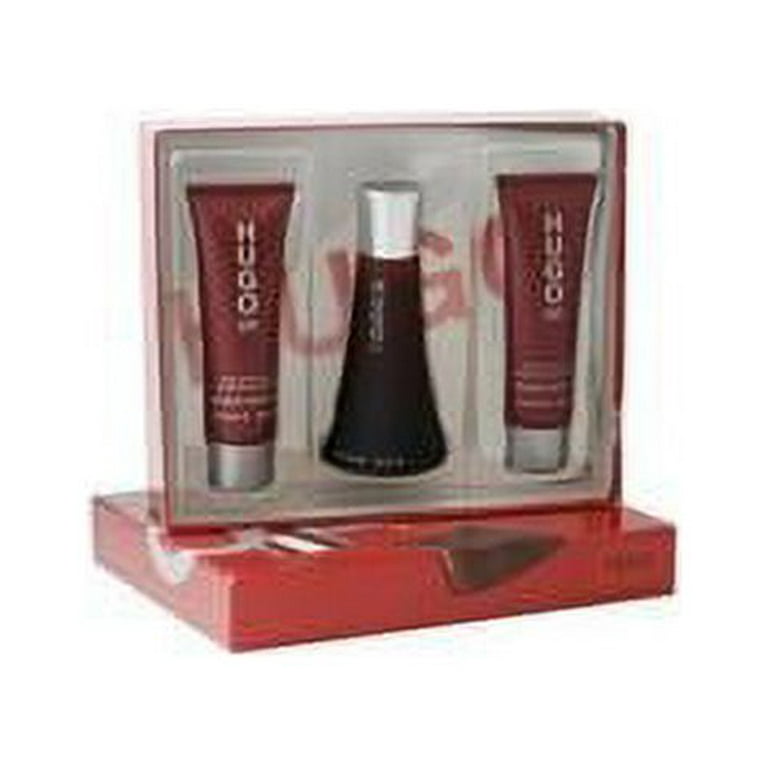 Deep Red Gift Set by Hugo Boss - 3 Piece Gift Set: 1.6 oz Eau de Parfum  Spray + 2.5 oz Body Lotion + 2.5 oz Shower Gel for Women