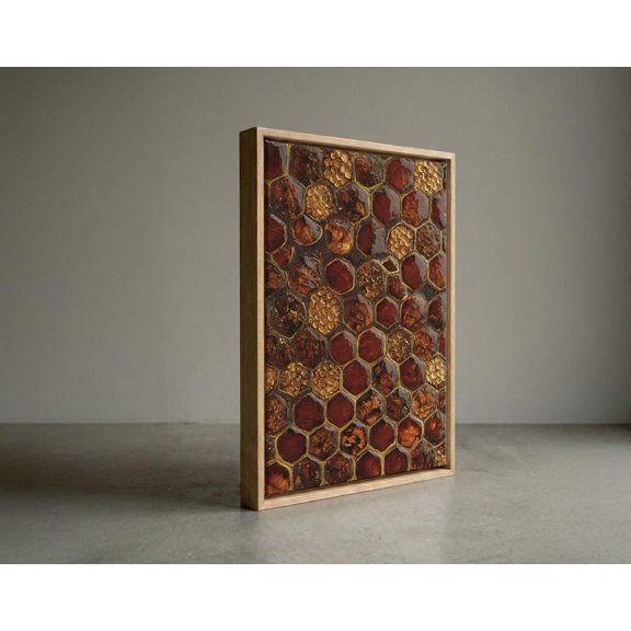 Deep Red Hexagonal Liquid Room Accent Wall Decor Unframed Paper Print