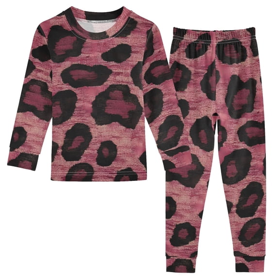 Deep Red Leopard Pattern Cotton Pajamas 2 Piece Set Sleepwear Soft and Comfortable Homewear Nightwear