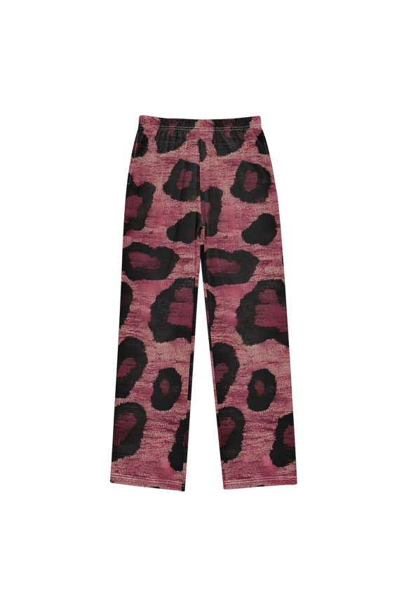 Deep Red Leopard Pattern Pajama Pants Soft Lightweight Lounge Pants Bottoms Sleep Pants Warm Comfy