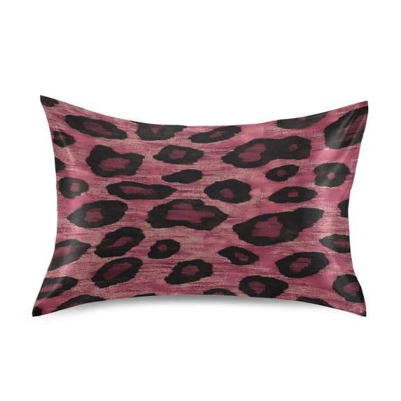 Deep Red Leopard Pattern Queen Size Satin Pillowcase 30''x20'' Double-Sided Print Soft Wrinkle Resistant