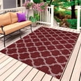 thumbnail image 1 of Deep Red Morocco Outdoor Rug 3x5 Ft, Non Slip Washable Area Rug, Retro Farmhouse Quatrefoil Plaid Patio Rugs Carpet Runner, Large Floor Mat for Indoor/Outdoor Deck Porch Camping, 1 of 8