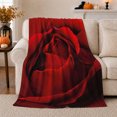 thumbnail image 1 of Deep Red Rose Close Up with Dark Velvet Shadows, Romantic Botanical Floral Motif for Flower Lovers, Valentine's Day Gift, Cozy Flannel Blanket for Bedroom and Reading Nook, Elegant Home Decor, 1 of 9