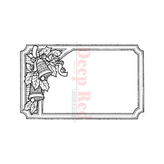 Deep Red Rubber Cling Stamp Jingle Bells Holiday Gift Tag