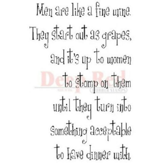 Deep Red Rubber Cling Stamp Men are Like Fine Wine Quote Sentiment