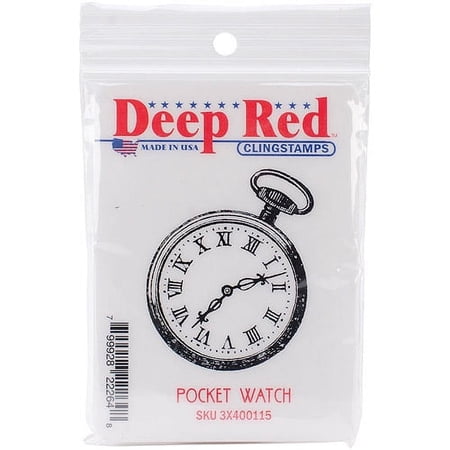 Deep Red Rubber Cling Stamp Pocket Watch Time Piece