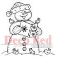 thumbnail image 1 of Deep Red Rubber Cling Stamp Snowman Caroling Singing, 1 of 4