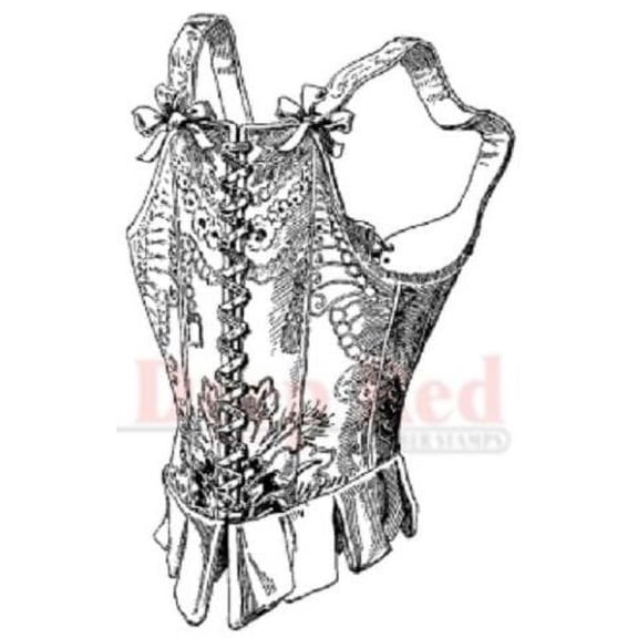 Deep Red Rubber Cling Stamp Victorian Corset Under Garment