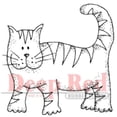 thumbnail image 1 of Deep Red Rubber Stamp Tiger Cat Kitten Stipple Drawing, 1 of 1