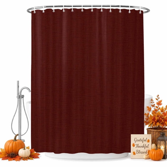 Deep Red Shower Curtain, Rustic Dark Red Solid Burgundy Background Waterproof Shower Curtain Set with 12 Hooks Lightweight Bath Curtains Fabric Bathroom Decor 36x72 Inches