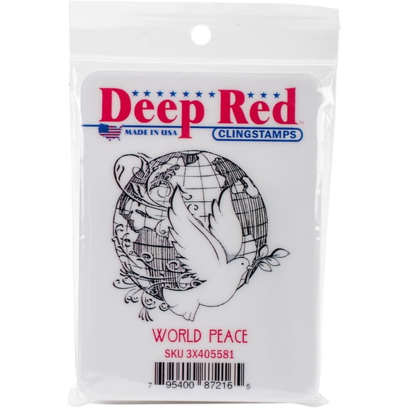 Deep Red Stamps 3X405581 Deep Red Cling Stamp 2"X2" - World Peace