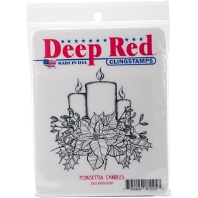 Deep Red Stamps 4X505590 Deep Red Cling Stamp 3"X3" - Poinsettia Candles