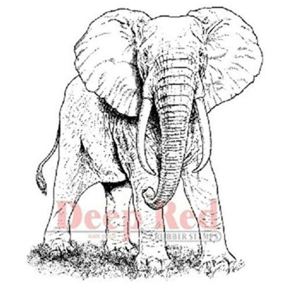 Deep Red Stamps African Elephant Rubber Stamp