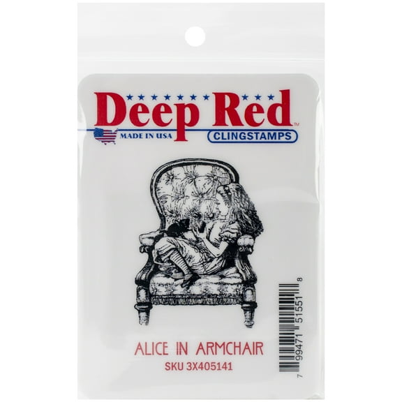 Deep Red Stamps Alice in Armchair Rubber Cling Stamp 1.6 x 2 inches.