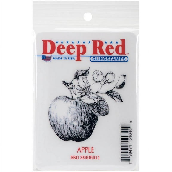 Deep Red Stamps Apple Rubber Cling Stamp 2 x 2 inches.
