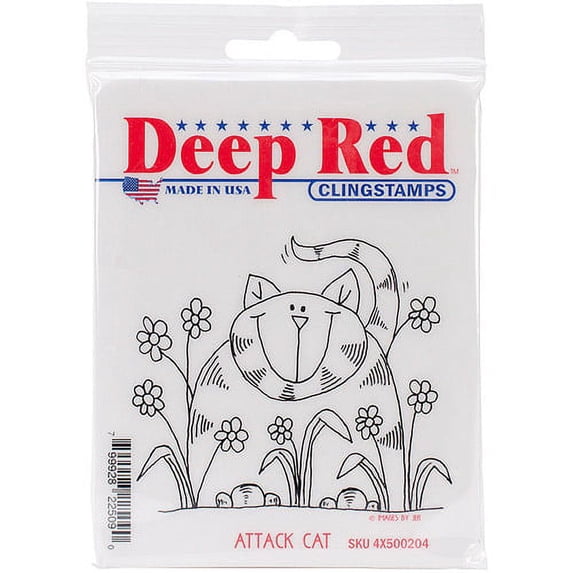 Deep Red Stamps Attack Cat Rubber Cling Stamp