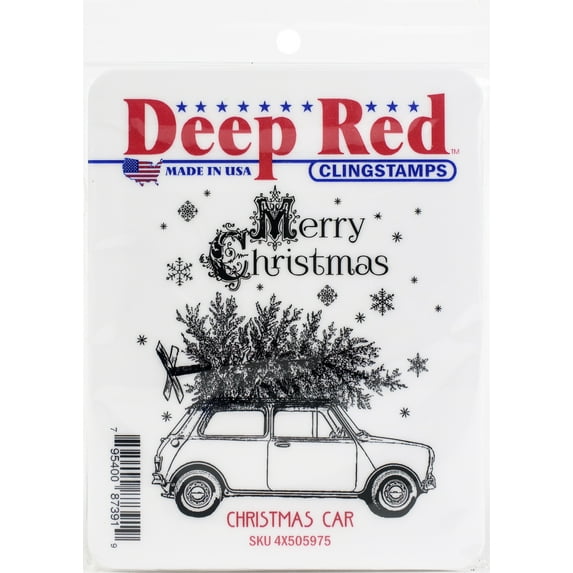 Deep Red Stamps Christmas Car