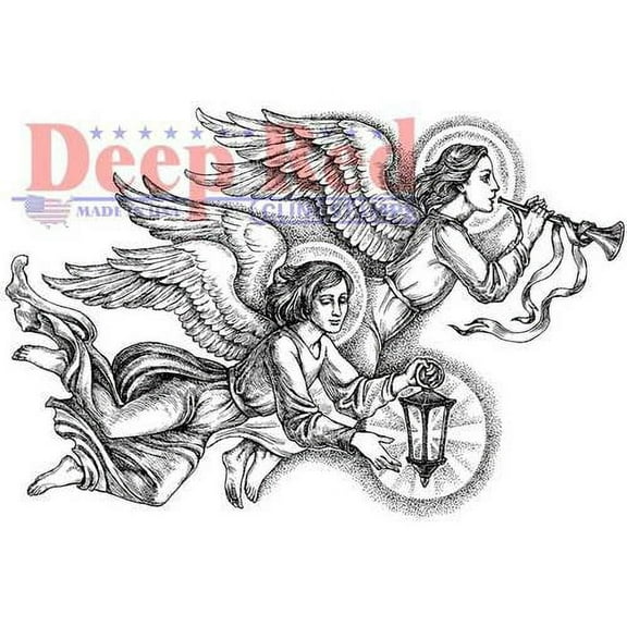 Deep Red Stamps Divine Angels Rubber Cling Stamp 3 x 2 inches.